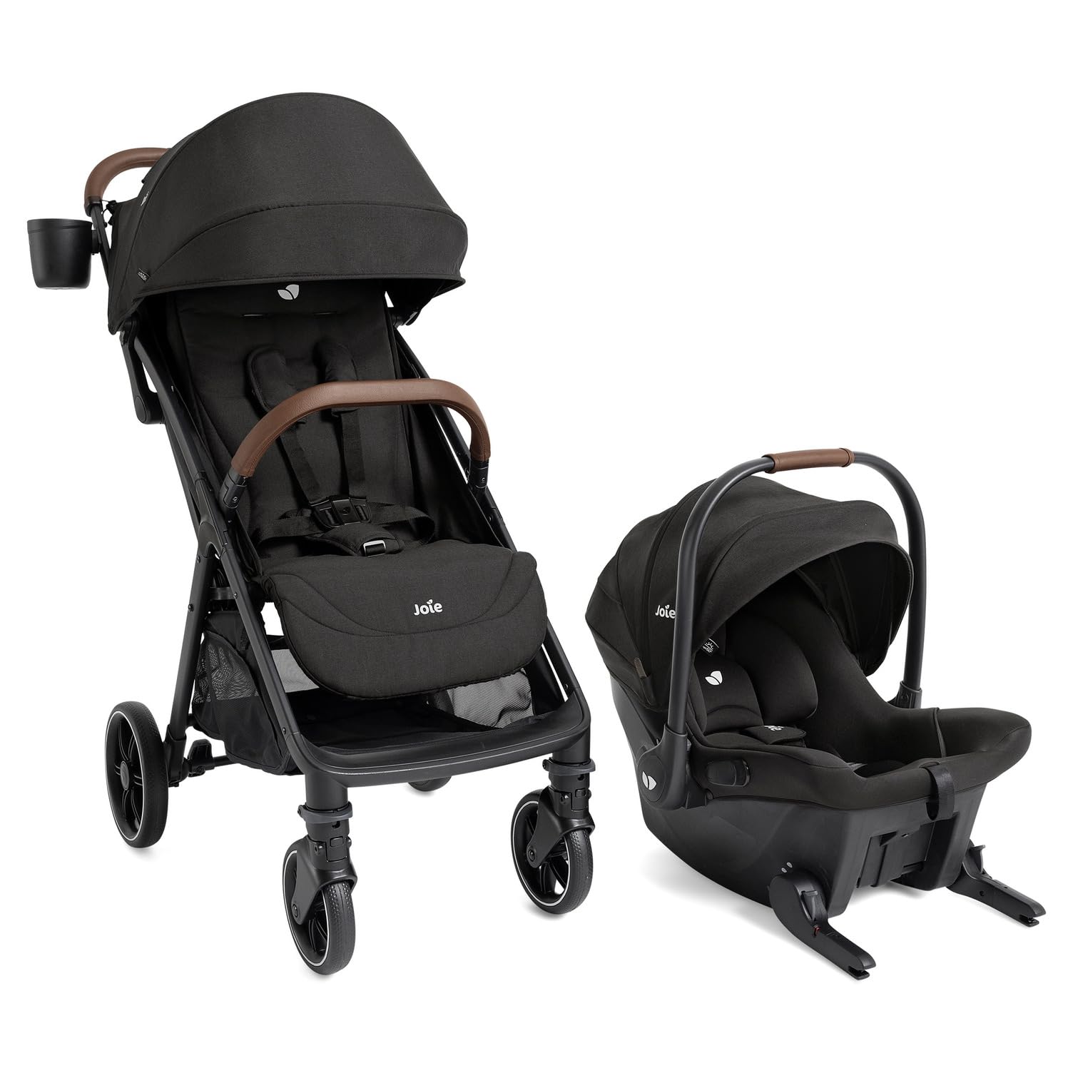 Joie Nutmeg Travel Stroller & Mint Latch Baseless Car Seat Travel System | Built