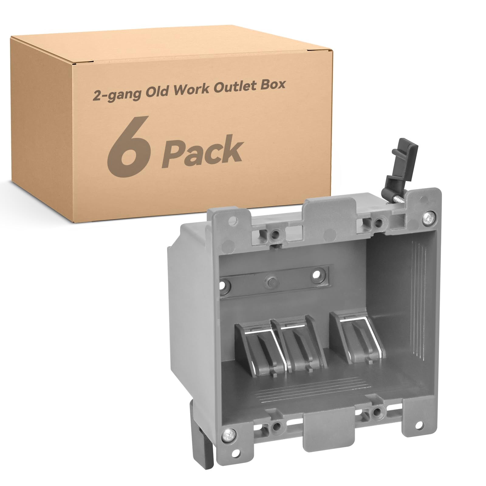 Togalonn Old Work Box 2 Gang, 25 CU. in. Outlet Box, PVC, UL Listed, 6 Pack