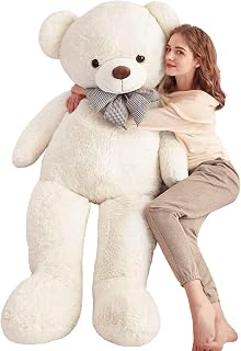 IKASA Giant Teddy Bear Stuffed Animal,Large Soft Toys Cute Plush Toy,Jumbo Big Oversized Fat Bears Animals Huge Life Size,Gifts for Kids Girls Boys Childrens (White, 59 inches)