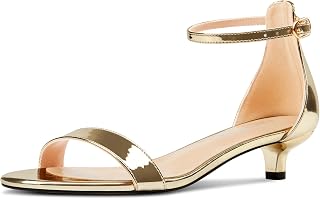 Aachcol Women Sandals Peep Open Toe Kitten Low Heel Ankle Strap Dress Shoes 1.5 Inch