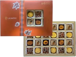 L’Automne Collection - Rectangle Gourmet Gift Box (24 Treats) - Laumiere Gourmet Fruits - Vegan Thanksgiving & Halloween Healthy Candies - Fine Assortment of Fall Flavors - No Added Cane Sugar Sweets