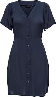 Only Onlevida S/S Women's Short Dress Wvn Noos Dress with Buttons and Belt (Pack of 1)
