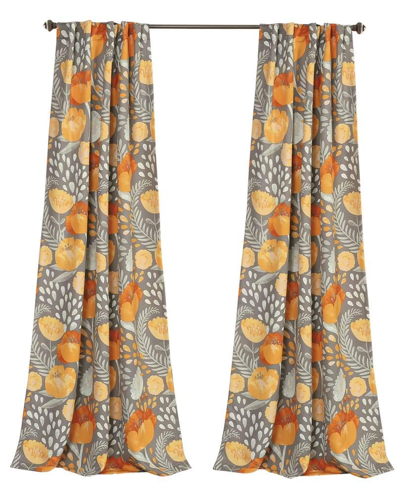 Lush Decor - Poppies 52 Inch Light Filtering Curtains Set for Living Room Dining