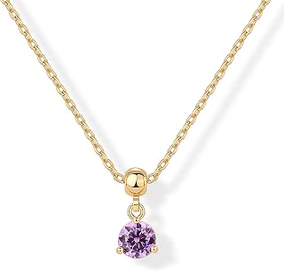PAVOI 14K Gold Plated Dainty Birthstone Necklaces with Charms for Women