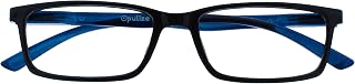 OPULIZE SEE Blue Light Blocking Glasses for Women and Men, Narrow Frame, Spring Hinges, Anti-Reflective Computer Glasses, Black Blue Arm (Pack of 1)