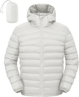 Rdruko Men's Lightweight Packable Puffer Jacket with Hood Winter Puffy Coat