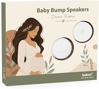 Baby Bump Headphones Plays and Shares Music, Sound, Voices to the Womb | from Your Phone Apps, Sonara Edition, Prenatal Speaker (White)