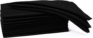 Ramanta Home Set of 12 Polyester Cloth Napkins 18x18 Inches, Black