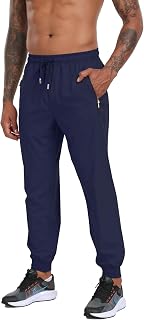 28" Inseam Men's Lightweight Joggers Pants with 3 Zipper Pockets Quick Dry Workout Track Running Pants Gym Athletic Pants