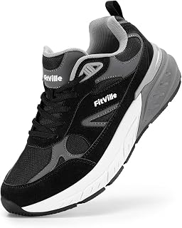 FitVille Mens Extra Wide Fit Trainers Walking Shoes with Arch Support High Rebound Comfortable Running Sneakers for Flat Feet Plantar Fasciitis