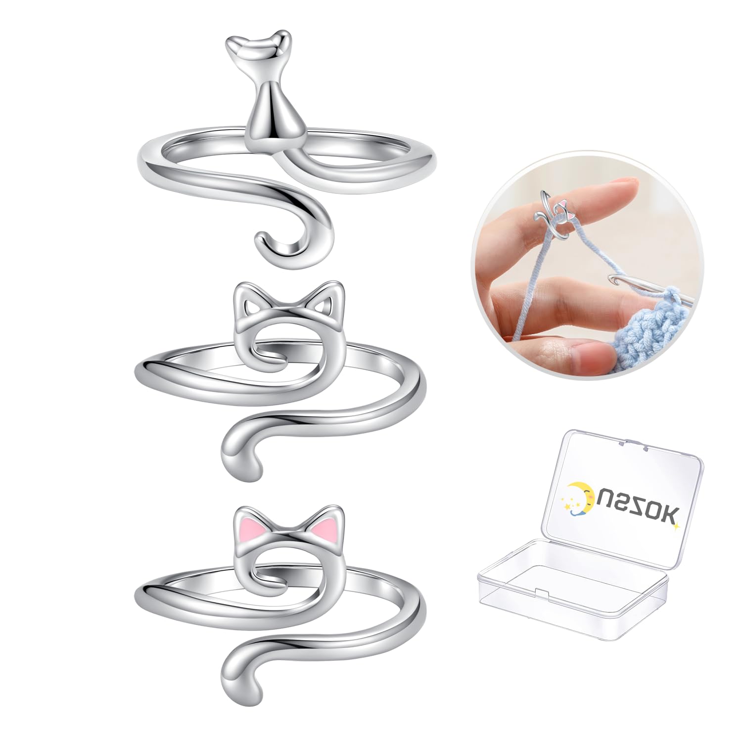 Crochet Ring for Finger Crocheting Adjustable Yarn Knitting Tension Rings | Jusz