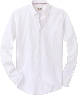 Alimens & Gentle Mens Solid Oxford Shirt Long Sleeve Dress Shirt Work Casual Button Down Shirts with Pocket