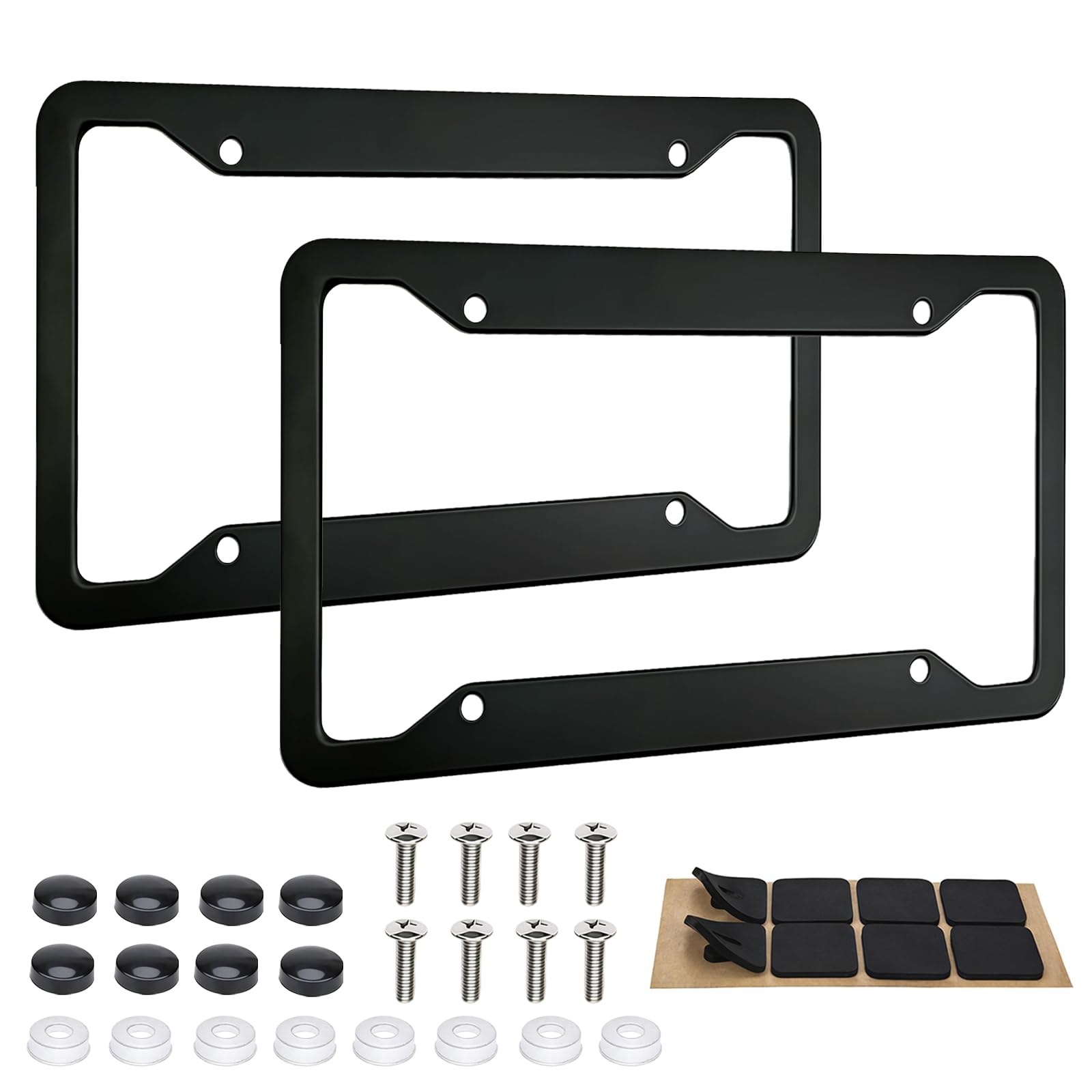 MTABCTY 2 Pack Black License Plate Frames - Heavy Duty Stainless Steel Car Licen
