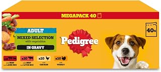 Pedigree Adult Dog Wet Food Pouch Mixed Selection in Gravy, 40x100g