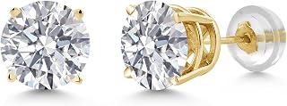 Gem Stone King 14K Gold Lab Diamond Stud Earrings