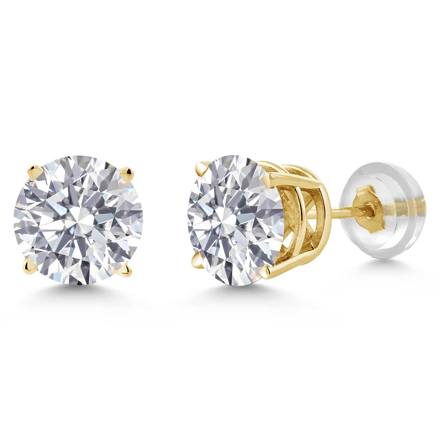 Gem Stone King 14K Gold Lab Diamond Stud Earrings