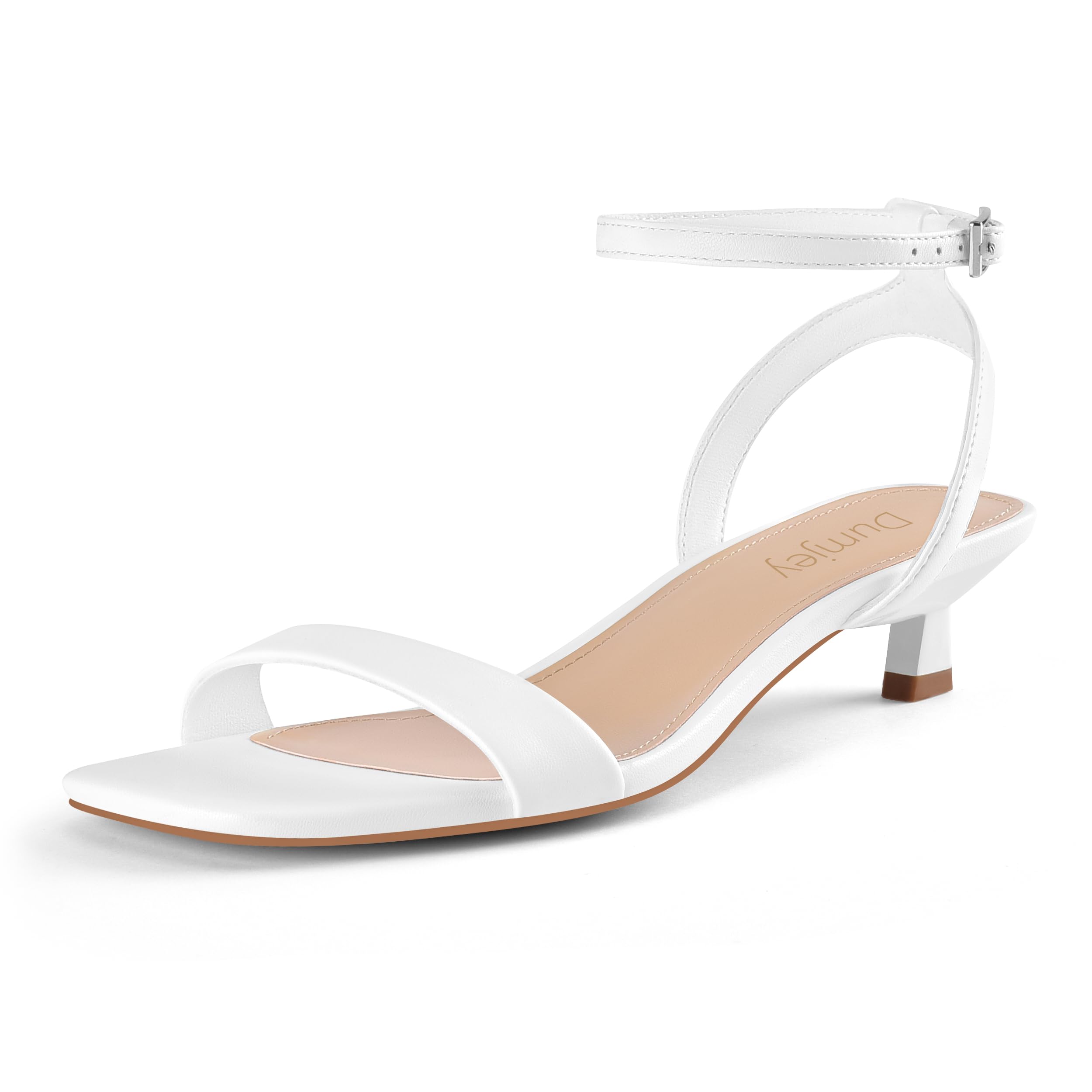 Kitten Heels for Women Ankle Strap Open Toe Low Heel Sandals