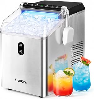 Nugget Ice Maker Countertop,55LBS/Day Ready in 4 Mins, Stainless Steel | Pebble Ice Machine with 4.2-lb Large Ice Bin,45dB Quiet,Auto Self-Cleaning Pellet Ice Maker for Home/Kitchen/Office/RV