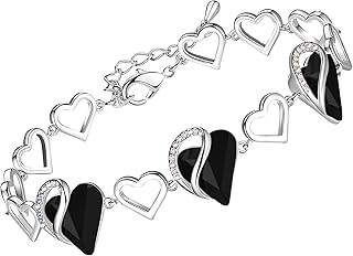 Leafael Infinity Love Heart Gift Bracelet for Women, Birthstone or Healing Stone Crystal, Silver Tone Birthday Jewelry for Her, Mom, and Wife, 7-inch Chain and 2-inch Extender