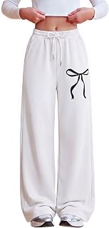 Zaclotre Girls Wide Leg Sweatpants Bow Baggy Athletic Pants with Pockets