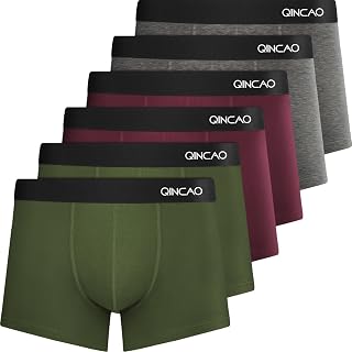 QINCAO Men's Boxer Briefs Pack of 6, Soft and Comfortable Fit | Perfect fit, does not scratch the skin, Men's underpants, the fabric hardly deforms, no annoying tags