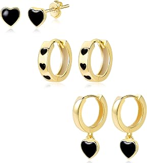 Hoop Earrings for Women Stackable Gold Silver Huggie Earring Set 3 Pairs