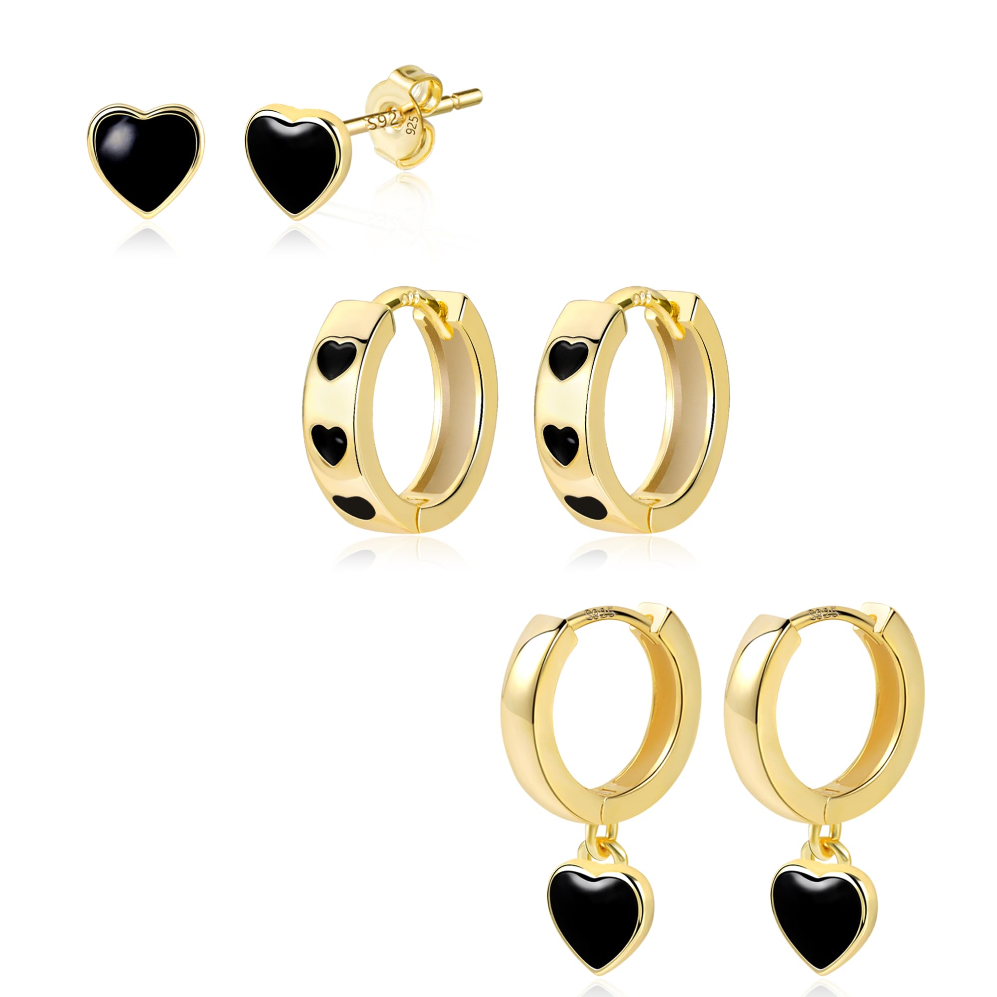 Hoop Earrings for Women Stackable Gold Silver Huggie Earring Set 3 Pairs