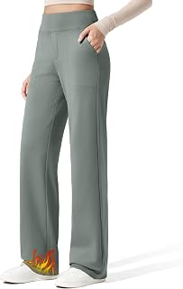 G4Free EverGoing Fleece Lined Wide Leg Pants for Women Dressy Work Casual