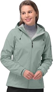 33,000ft Ladies Fleece Lined Soft Shell Jacket Warm Lightweight Hooded Windproof Outdoor Hiking Jacket