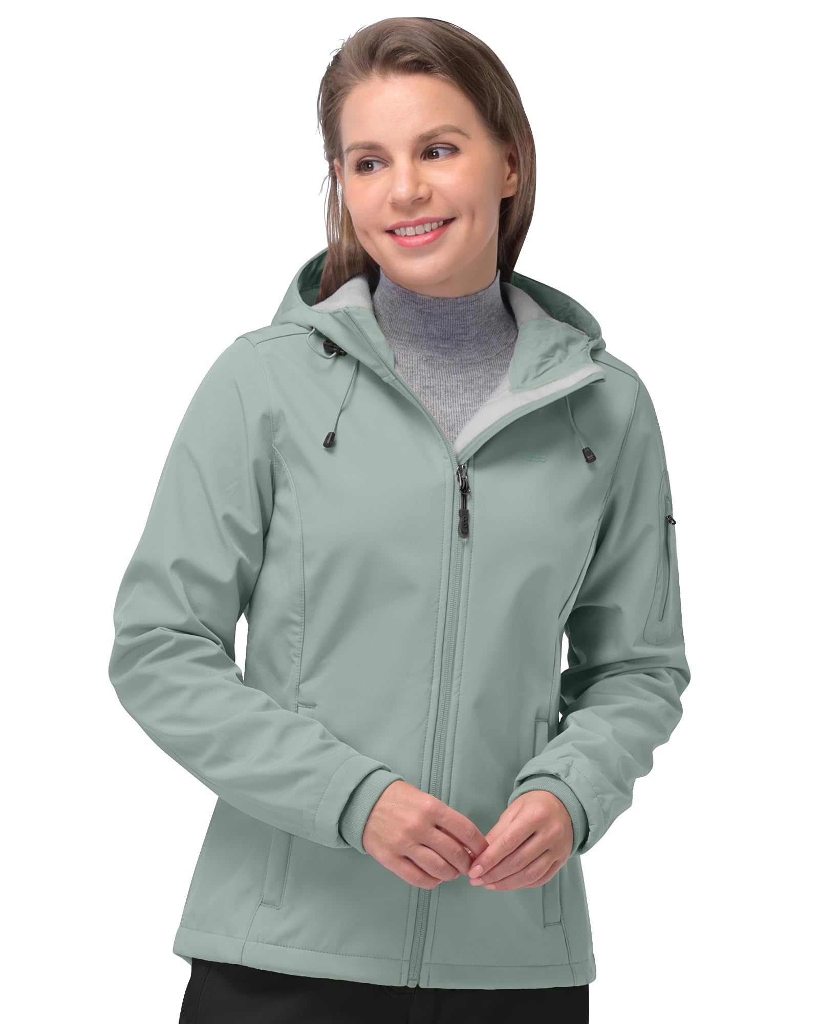 33,000ft Ladies Fleece Lined Soft Shell Jacket Warm Lightweight Hooded Windproof