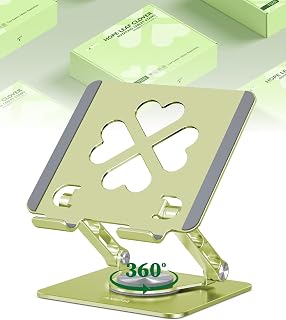 Adjustable Tablet Stand, Foldable 360° Aluminum Holder, Sage Green