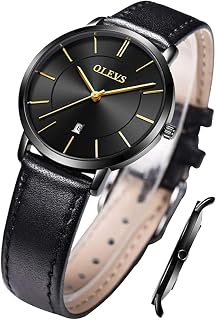 OLEVS Quartz Women's Watch Elegant Wrist Watch Leather Strap Waterproof 30M Date Display Luminous Women Watch Gifts for Mother's Day