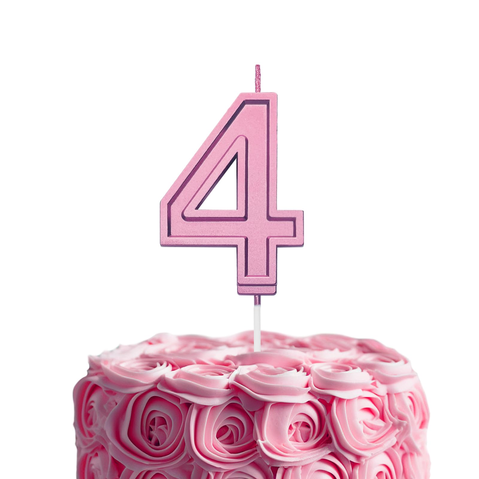 Pink Birthday Number 4 Candles for Wedding Party Cake Decorations