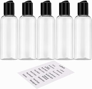 DNSEN 5 Pack 3.4 oz Travel Bottles for Toiletries TSA Approved Leakproof Plastic Empty Travel Size Bottles Containers with Labels