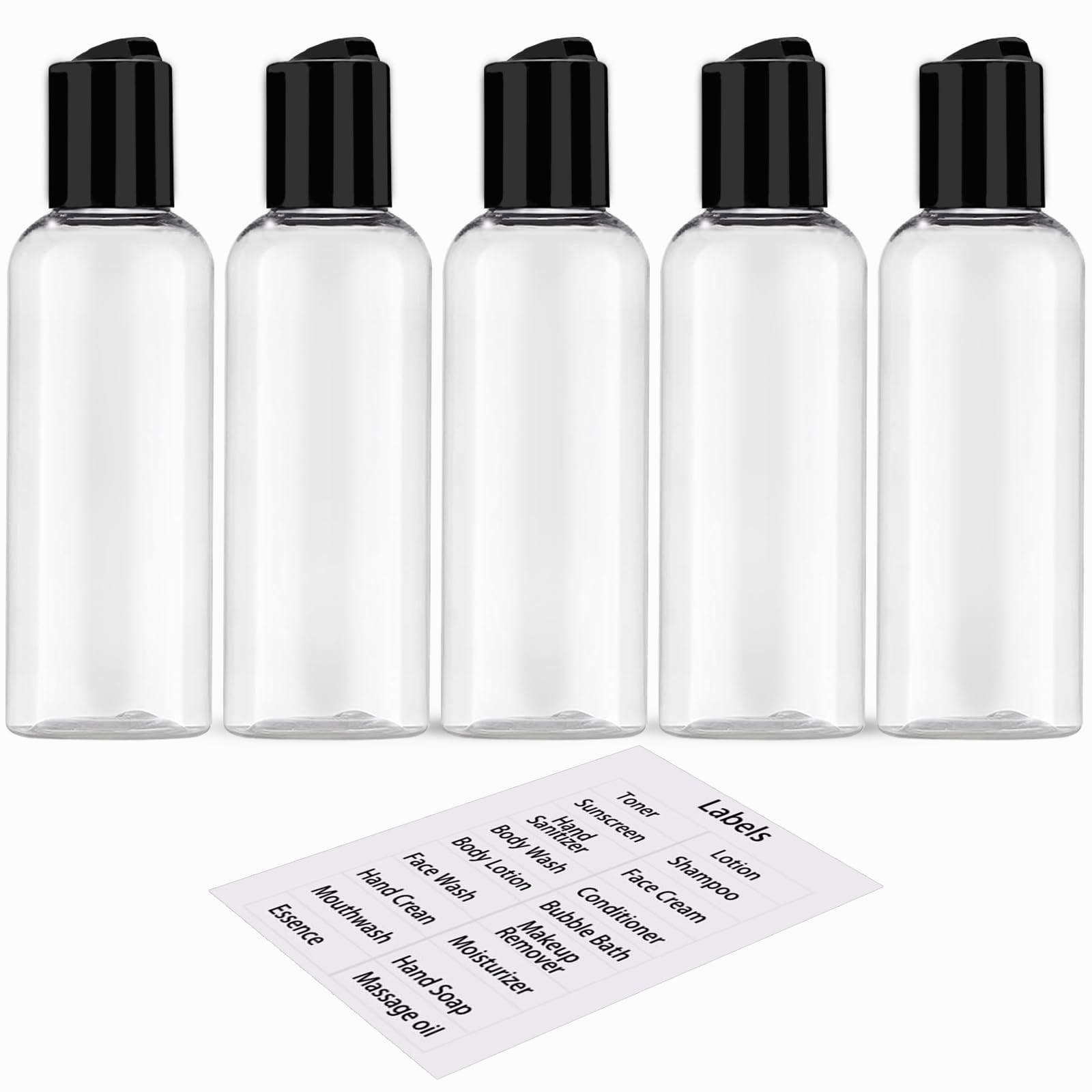 DNSEN 5 Pack 3.4 oz Travel Bottles for Toiletries TSA Approved Leakproof Plastic