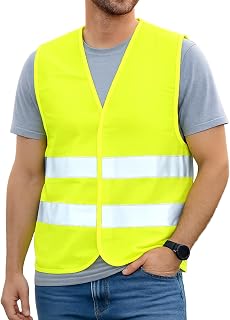 First Aid Only Yellow Safety Vest | High Visibility Vest for Car & Bike According to ISO 20471:2013 | Reflective Vest for Adults, One Size, Certified, Washable | P-91911 00