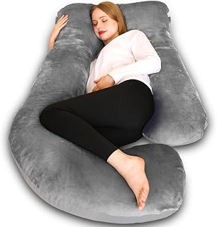 Chilling Home Pregnancy Pillow, Maternity Pillow for Pregnant Women,Velvet | Comfortable J Shaped Full Body Pillow Pregnancy Pillows for Sleeping, with Washable Cover (Dark Grey)
