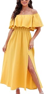 CUPSHE Women's Midi Dress Paisley V Neck Ruffled Boho Short Sleeve High Waist A Line Casual Summer Dresses