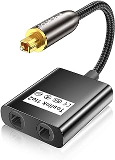 Optical Audio Splitter 1 in to 2 Out Toslink Splitter Optical Adapter Ideal for Home Theatre and More-Black