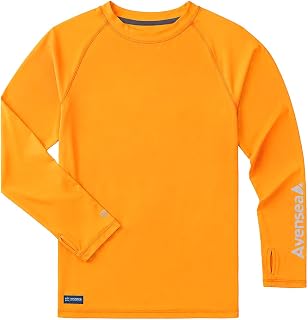 Boys UPF 50+ Rash Guard, Long Sleeve Cooling Swim Shirt for Kids