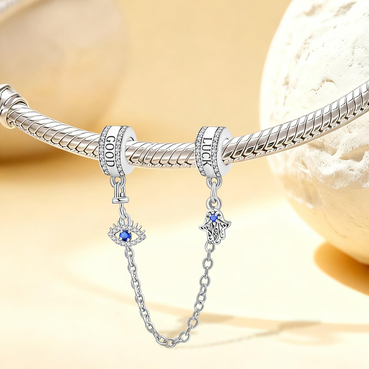 1 x Fashion Sterling Silver Safety Chain Series Charm DIY Jewelry Matching Date 