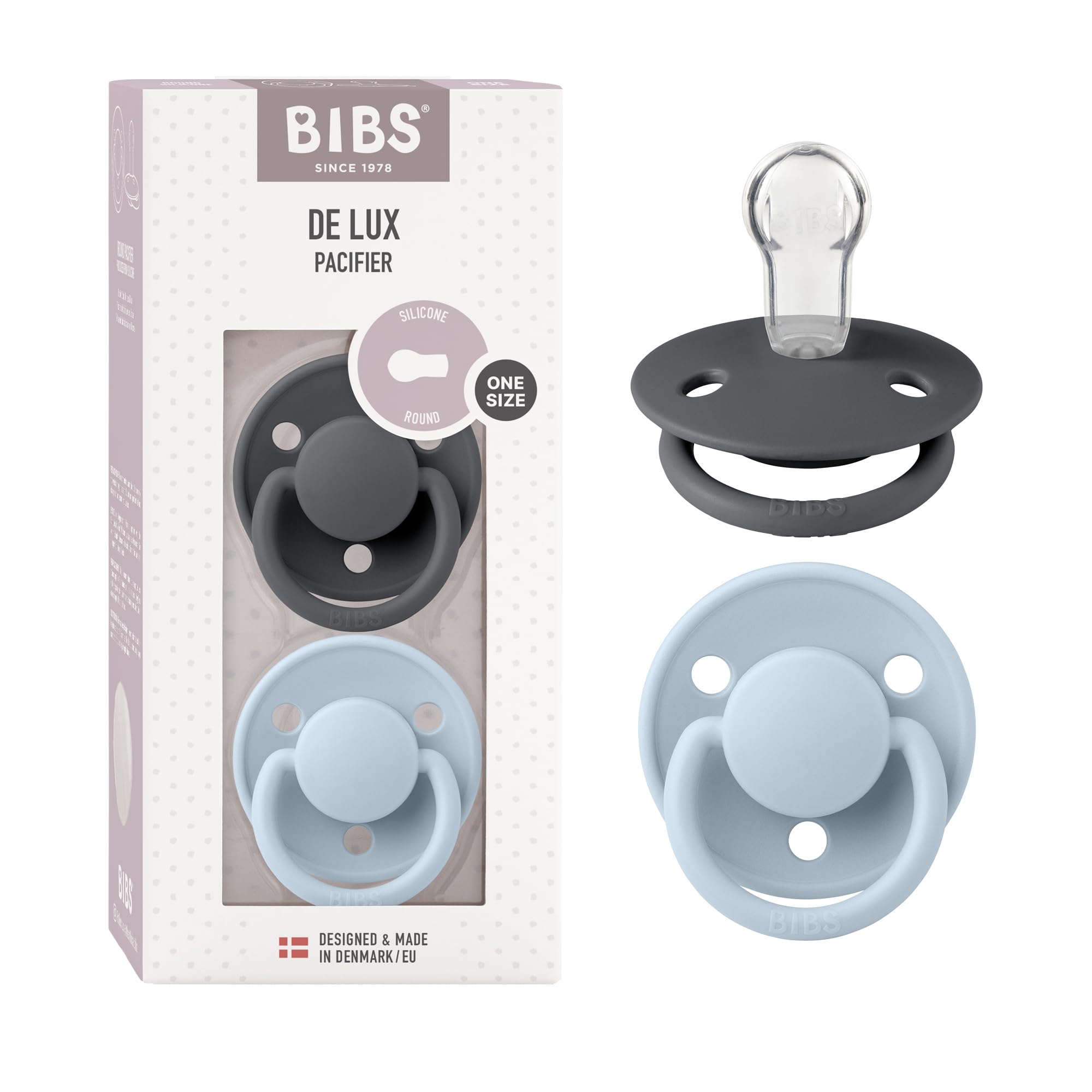 BIBS Pacifiers x De Lux Collection | Set of 2 BPA-Free Baby Pacifiers | Made in 