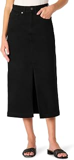 Amazon Essentials Women's Regular-Fit High-Rise Long Jean Skirt with Slight A-line Silhouette, 5 Pocket Styling