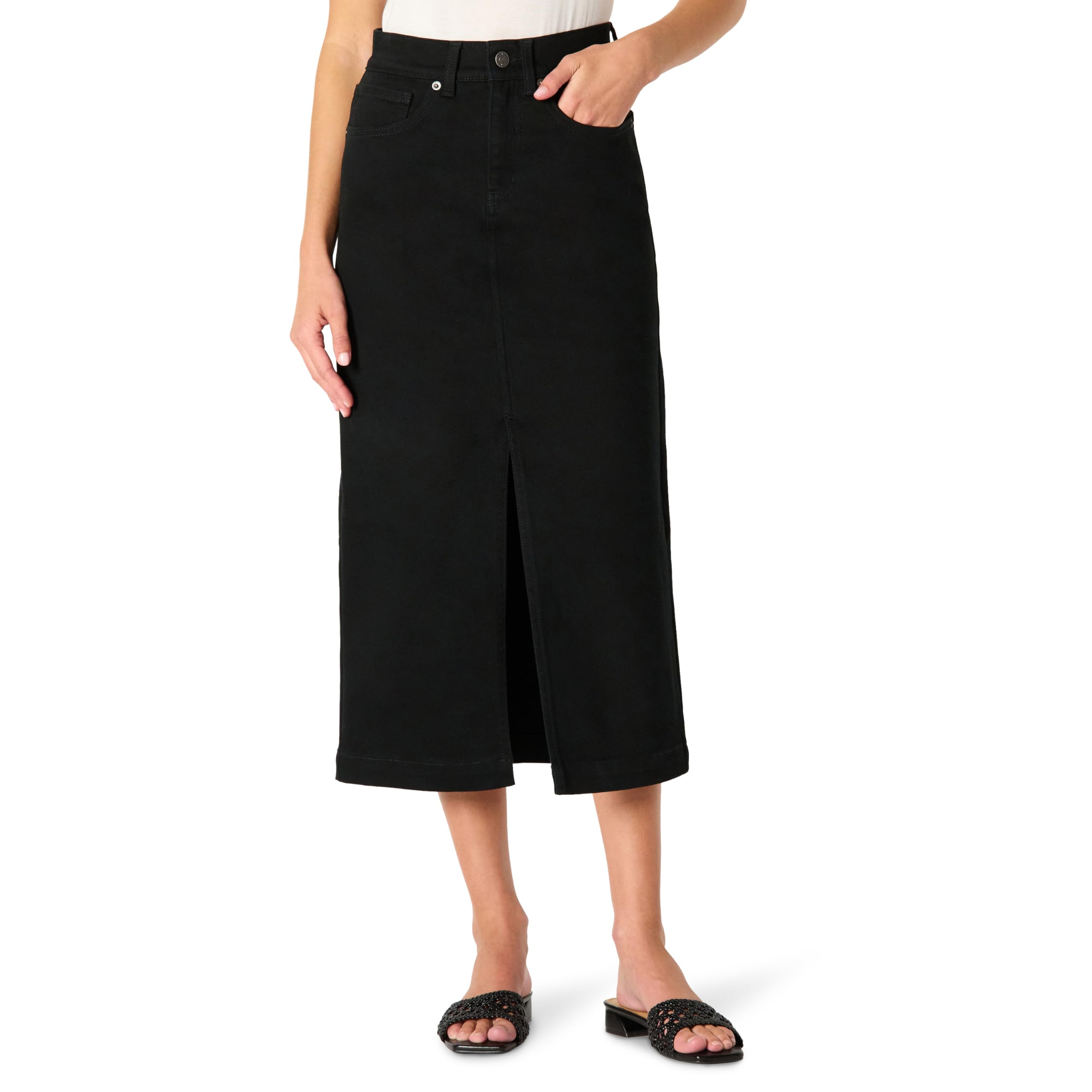 Amazon Essentials Women's Regular-Fit High-Rise Long Jean Skirt with Slight A-li
