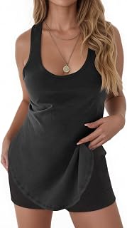 Tankaneo Women's Oversized Long Tank Tops Crew Neck Side Split Sleeveless Cotton Summer Casual Racerback Tank Tops