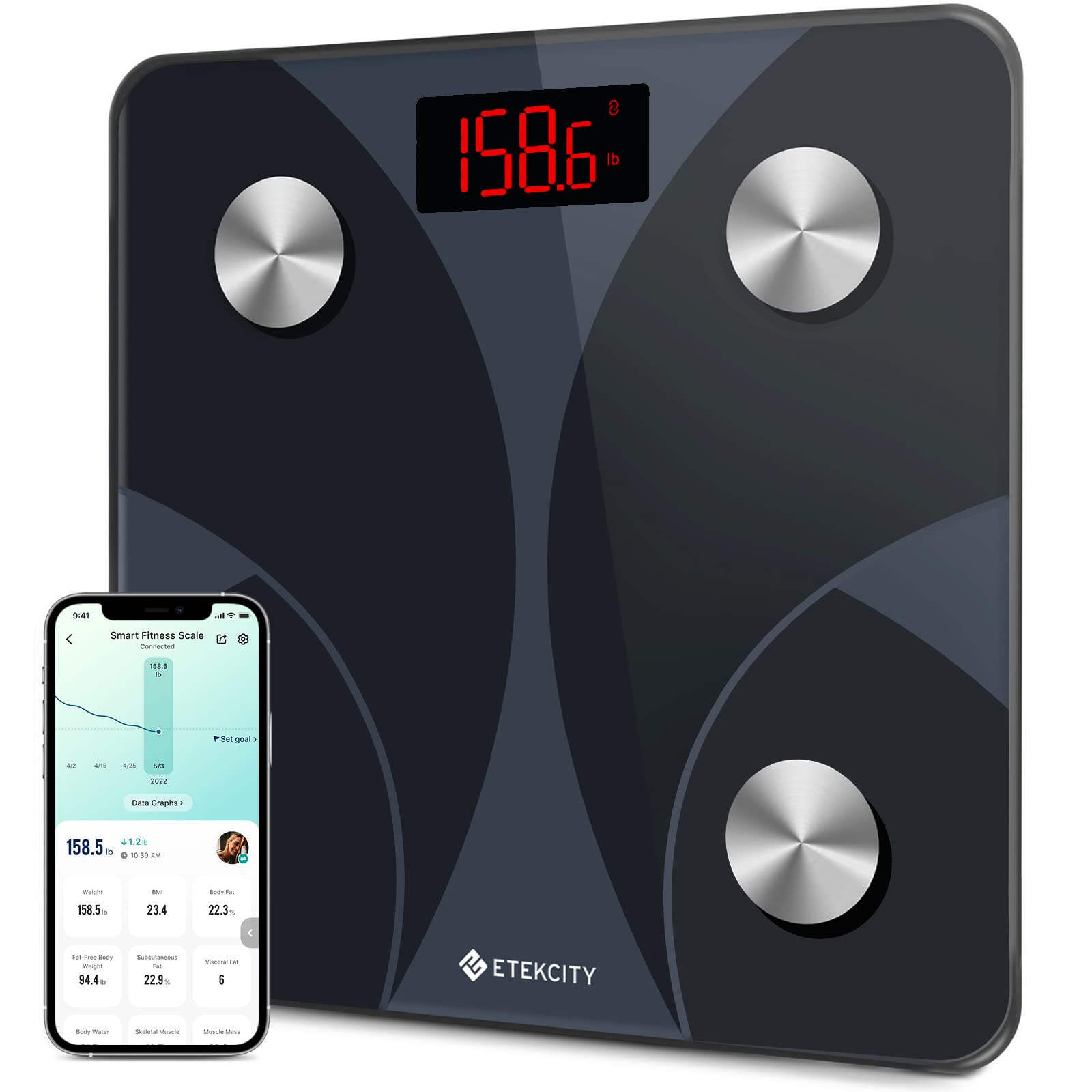Etekcity Smart Digital Scale for Body Weight and Fat Percentage, 400lb | Accurat