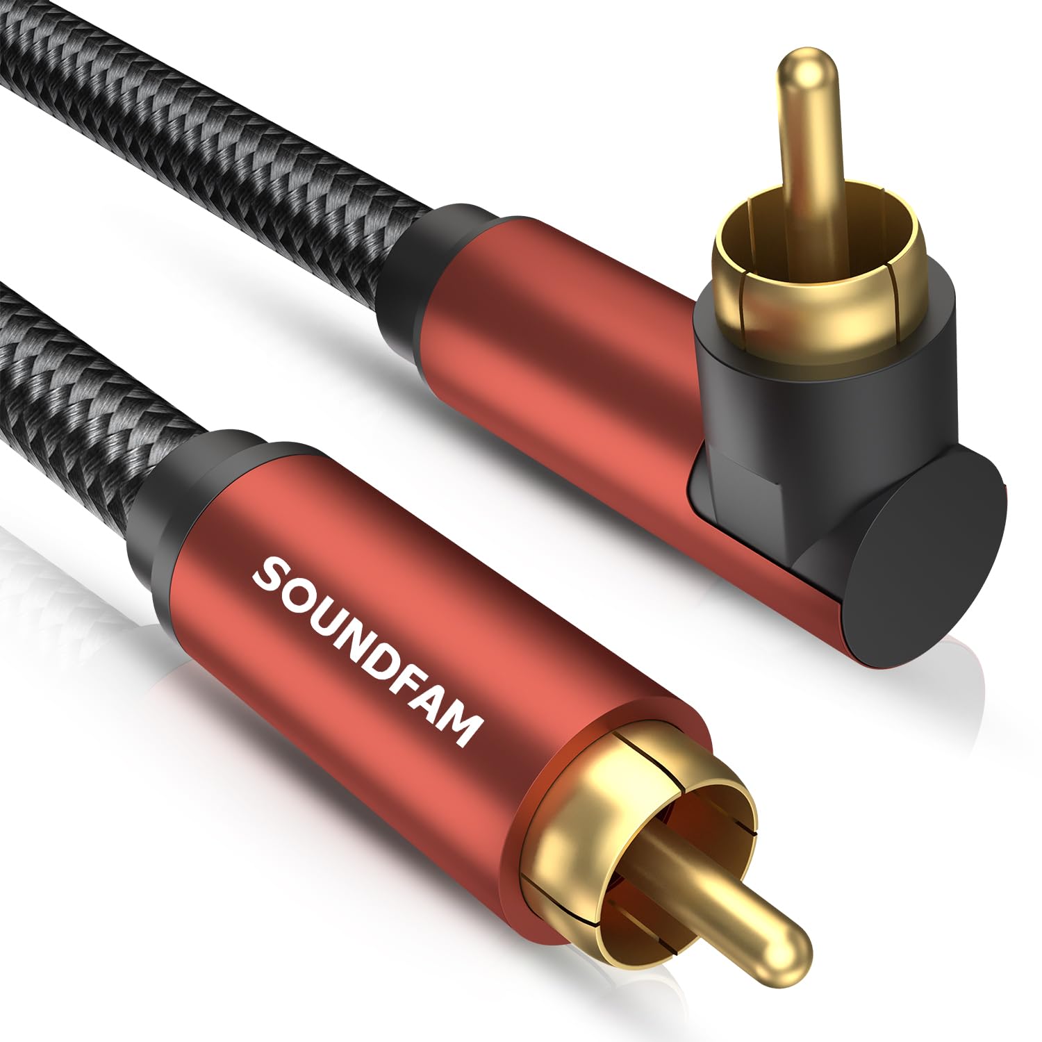 90 Degree RCA Cable Right Angle Subwoofer Cable, Digital Audio Coaxial Cable 24K
