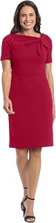 London Times Women's London Times Women's Dresses Polished Sheath Dress with Bow Detail Career Office Event Occasion Guest of