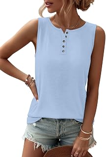 TICTICMIMI レディース タンクトップ 2026 ボタン 春夏 ノースリーブ Tシャツ ヘンリーシャツ クルーネック ベーシック アウトフィット 服