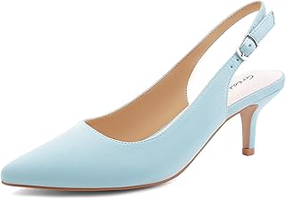 Greatonu Women's Kitten Heels Pointed Toe Slingback Dress Pumps Shoes